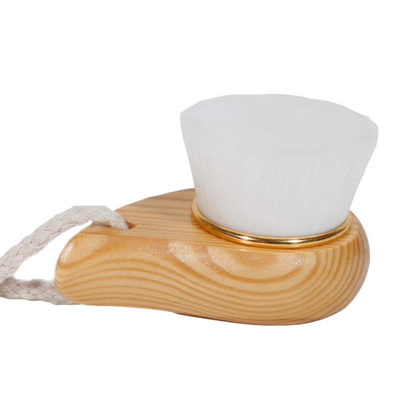 Limpiador profundo de espinillas, cepillo de masaje Facial de belleza, cuidado Facial, mango de madera, cepillo de limpieza Facial, exfoliante de pelo de fibra suave: Negro