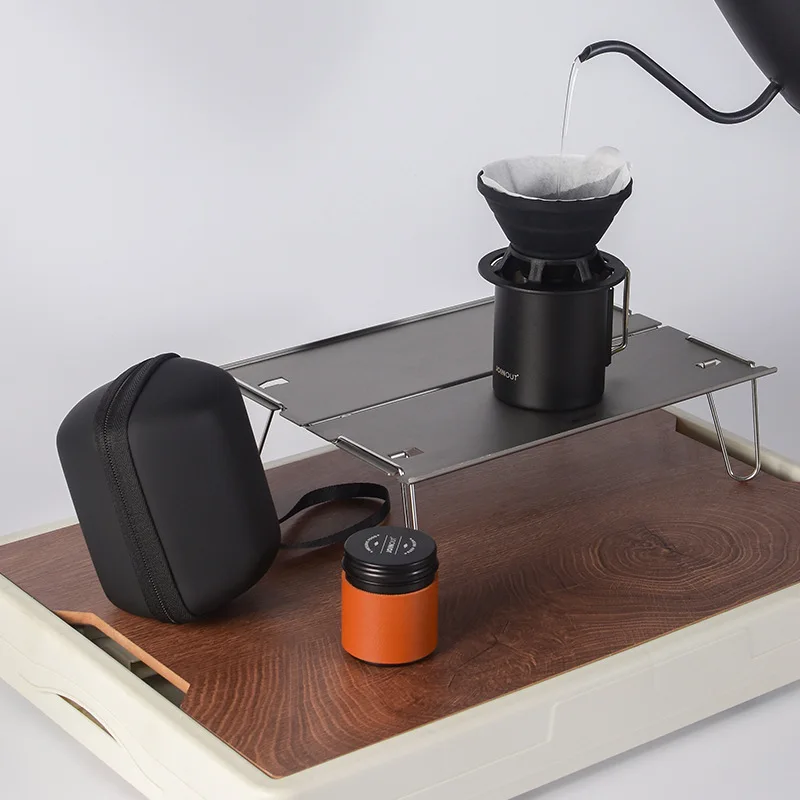Set da caffè preparato a mano da viaggio, tazza da campeggio portatile con filtro in silicone per auto all'aperto, utensili da caffè entry level