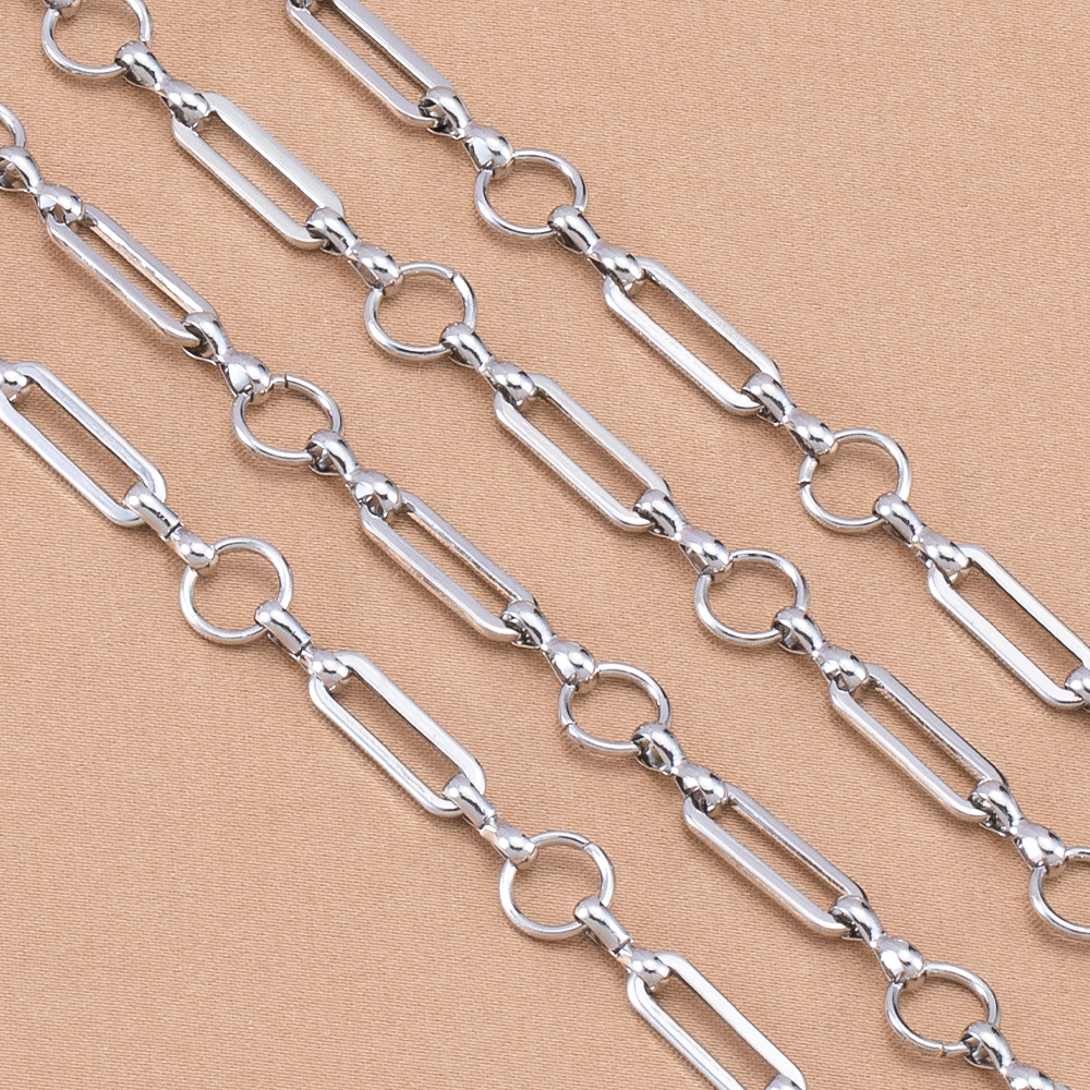 Cadena chapada en oro de acero inoxidable de 1 metro, Cable de barra larga, cadena circular redonda para DIY, collar, pulsera, accesorios para hacer joyas: Rojo