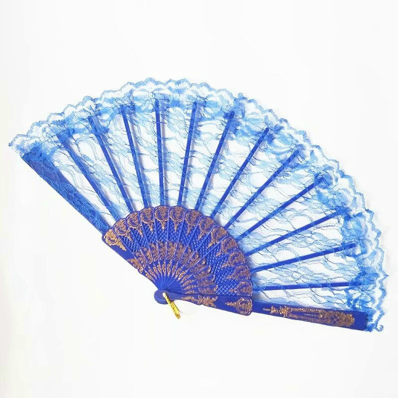 Eventail pliant en dentelle de Style chinois 1 pièce | Décor de fête de danse, ventilateur à main pliable de couleur unie: 3