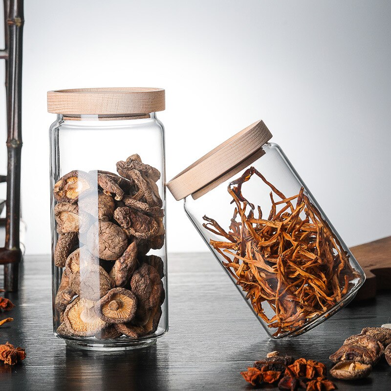 Spice Jars Heat-resistant Glass Coffee Jars Tea Sealed Storage Tank Cereals Pasta Storage Tank Organizer Kitchen Containers