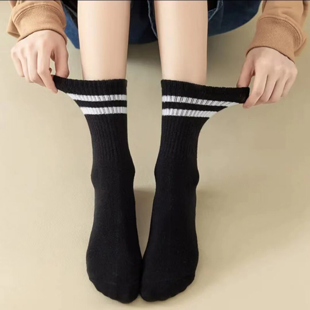 6/12 pares de calcetines medios para mujer Color sólido transpirable cómodo en otoño invierno absorbente de sudor calcetines casuales de deportes
