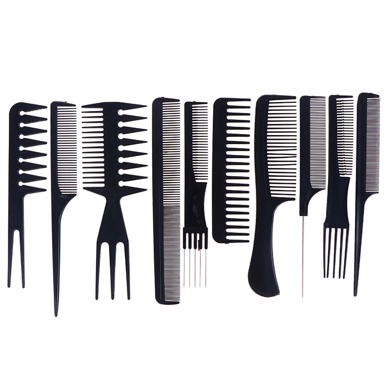 10Pcs/Set Hair Brush Comb Salon Barber Anti-static Hair Combs Modeling Tools ~