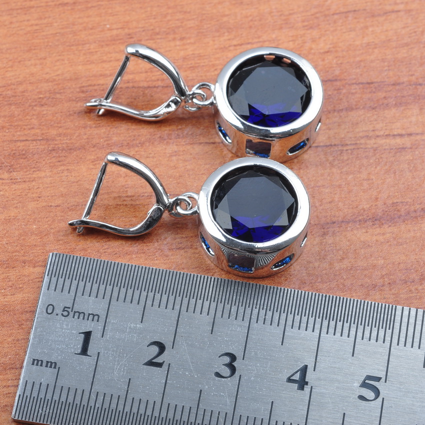 Set di gioielli da sposa per donna orecchini in argento con zirconi blu e collana con ciondolo anelli set di braccialetti JS0371