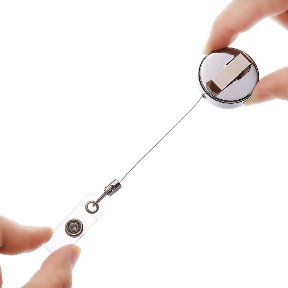 1 PC Name Card Badge Reel Metal Retractable ID Lanyards Anti-Lost Clip Door Pass Holder Work Card Keychain Office Supplies