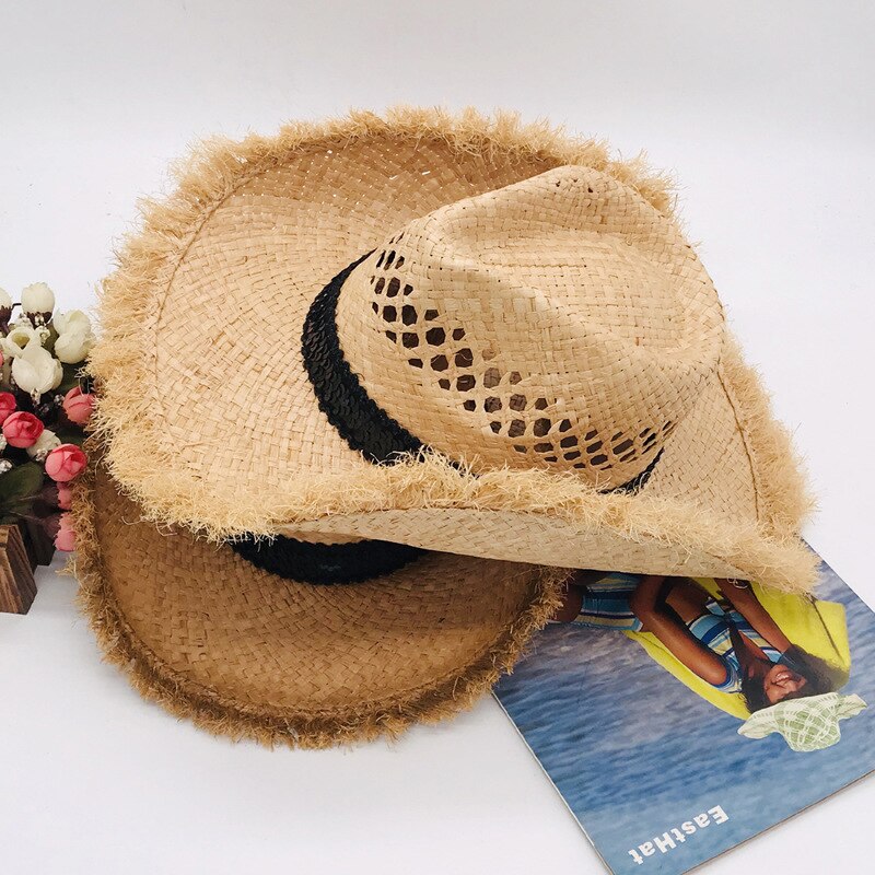 Fashionable Raffia Foldable Summer Women Sun Hats Girls Vintage Beach Panama Hats Men Straw Hats