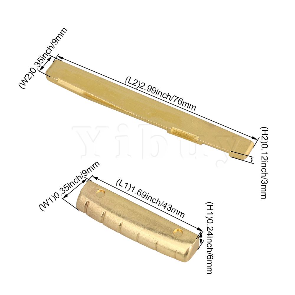 Yibuy golden metal 76mm- brugzadel & moer kit voor 6- snarige akoestische gitaar