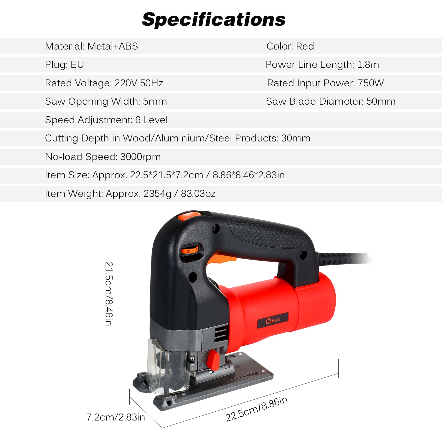 750W Electric Jig Saw Multifunctional Electric Curved Saw Household Electric Sawing Cutting Machine Portable Electric Cutter
