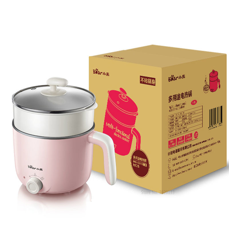 Multikokere elektrisk komfyr gryte reisekomfyr korrosjonsbestandig rustfritt stål 1.2l 600w med dampstativ 220v