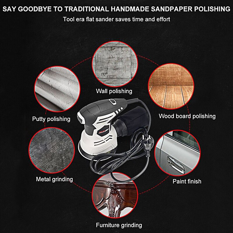 Woodworking Tool 220V Electric Wood Sander Machine Orbital Metal Polisher Sander Paint Grinder DIY Power Tools Grinding Machine