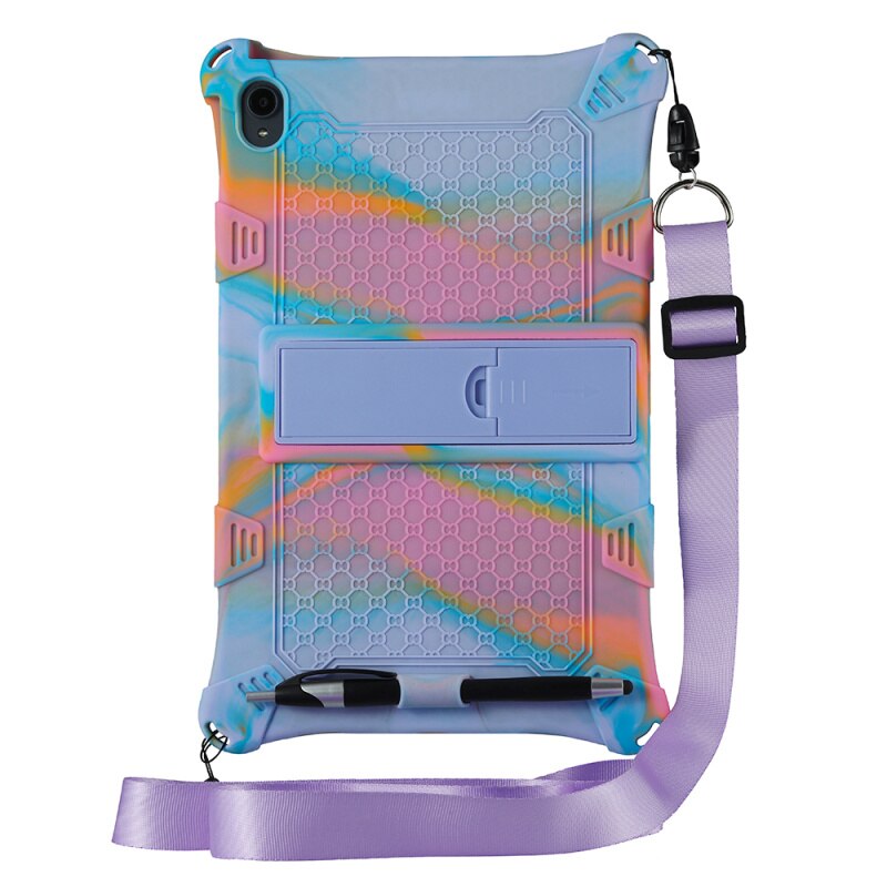 Kinderen Veilig Shockproof Silicone Case Voor Lenovo J706F 11.5Inch Tablet Met Afneembare Kickstand En Schouderband Voor Lenovo Pad: Purplep With rope
