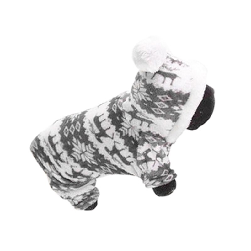 S/M/L/XL/XXL Coral Velvet Cold-proof Pets Dog Winter Cotton Coat Warm Small Deer Patterns Pet Dog Puppy Clothes: gray / S