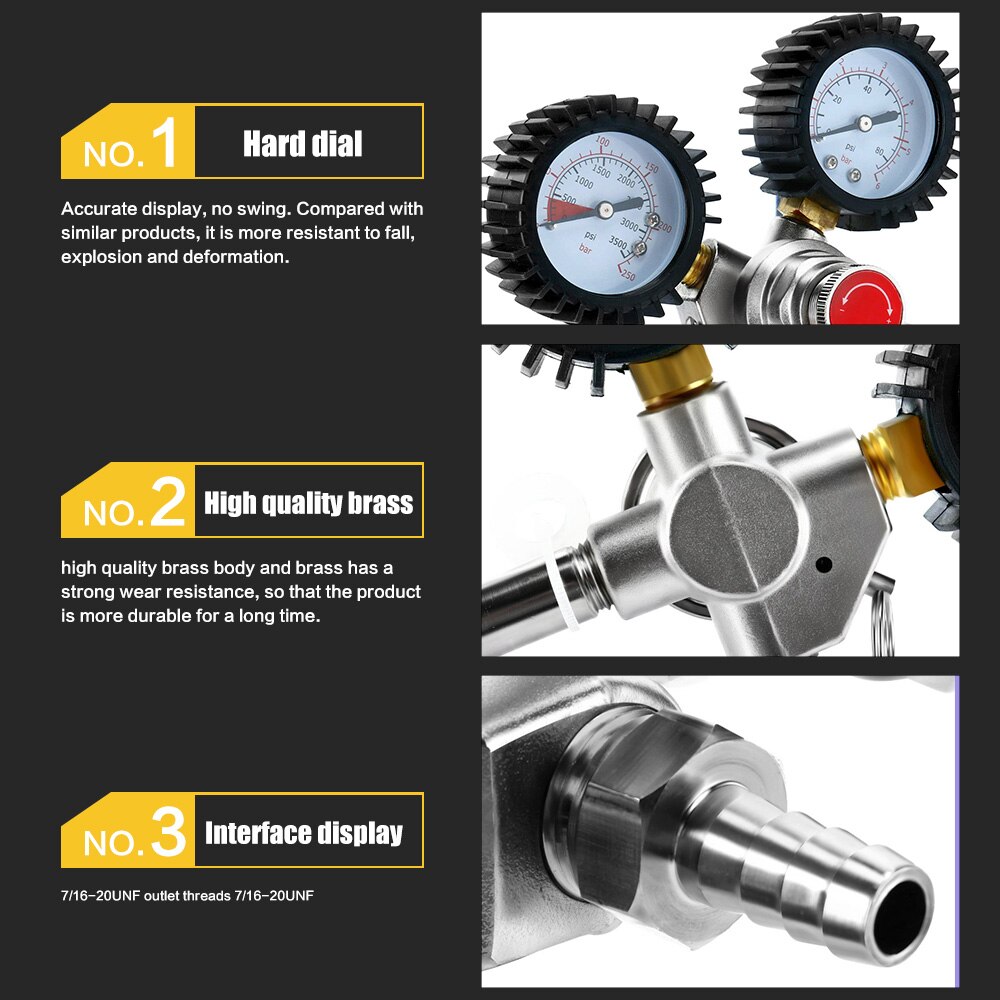 Dual Gauge CO2 Beer Regulator Pressure Regulator For Draft Beer Homebrew Kegerator CGA320