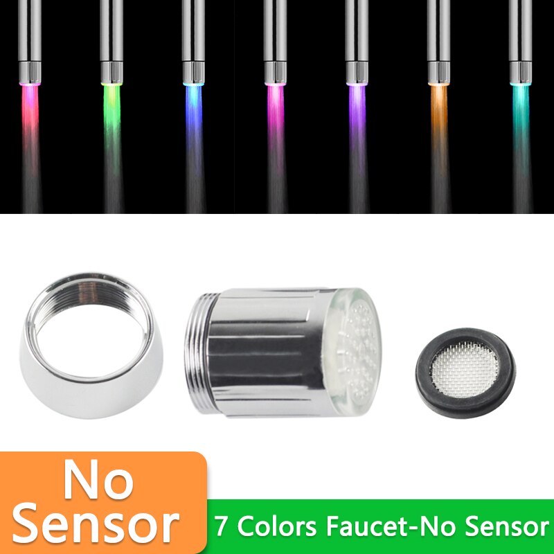 Led Water Kraan Accessoires Glow Kleurrijke Tap Nozzle Voor Badkamer Keuken Head Light 3 Kleuren 7 Kleuren: 7Color Faucet No Sen