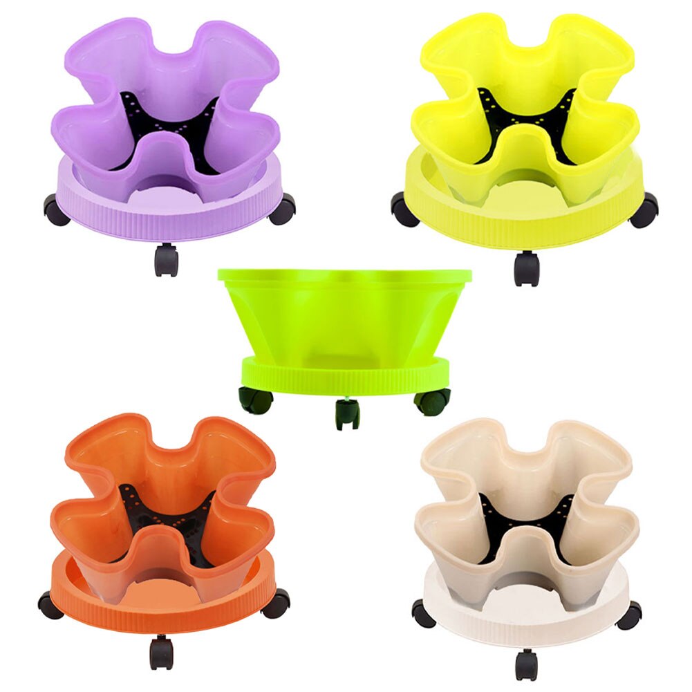 Stackable Flower Tower Multi-Layer Vertical Plant Planter Four Petal Plastic With Tray For Strawberry Vegetable Garden Balcony