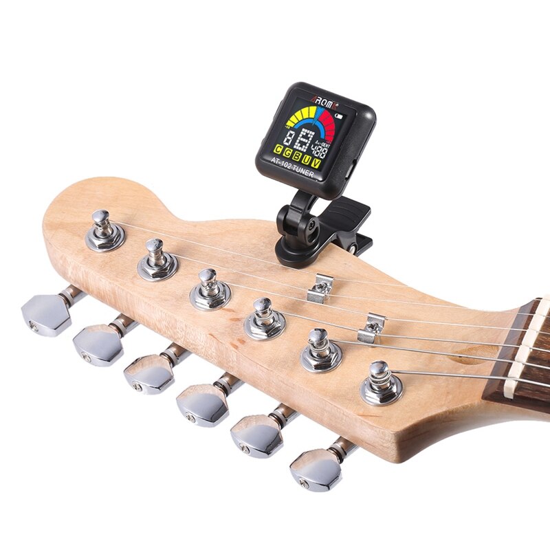 Aroma At-102 Oplaadbare Clip-On Gitaar Tuner Kleur Sn Met Ingebouwde Batterij Usb Kabel Voor chromatische Gitaar Bas Ukulele(Wh