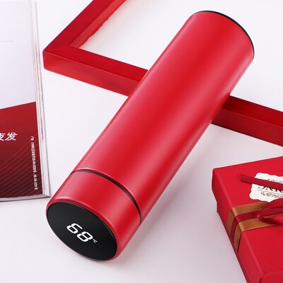 Mode Smart Mok Temperatuur Display Rvs Water Thermische Fles Met LCD Touch Screen Waterdichte Cup: T3 red