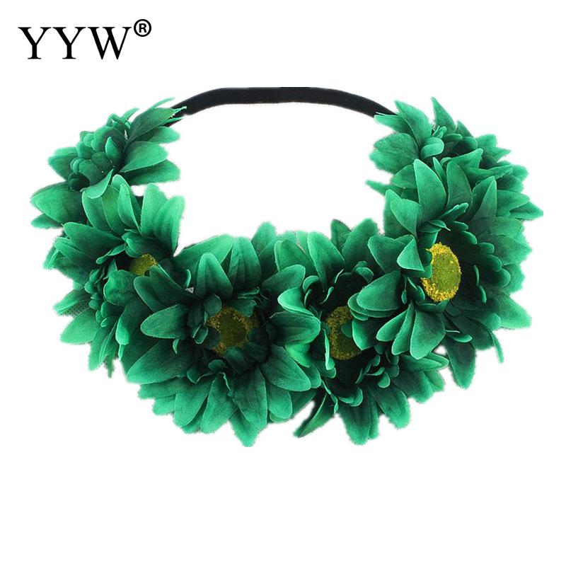 Guirnalda de flores para de boda, diadema hawaiana, sombrerería de , accesorios para el cabello, flores artificiales, banda para el pelo para novia,: dark green