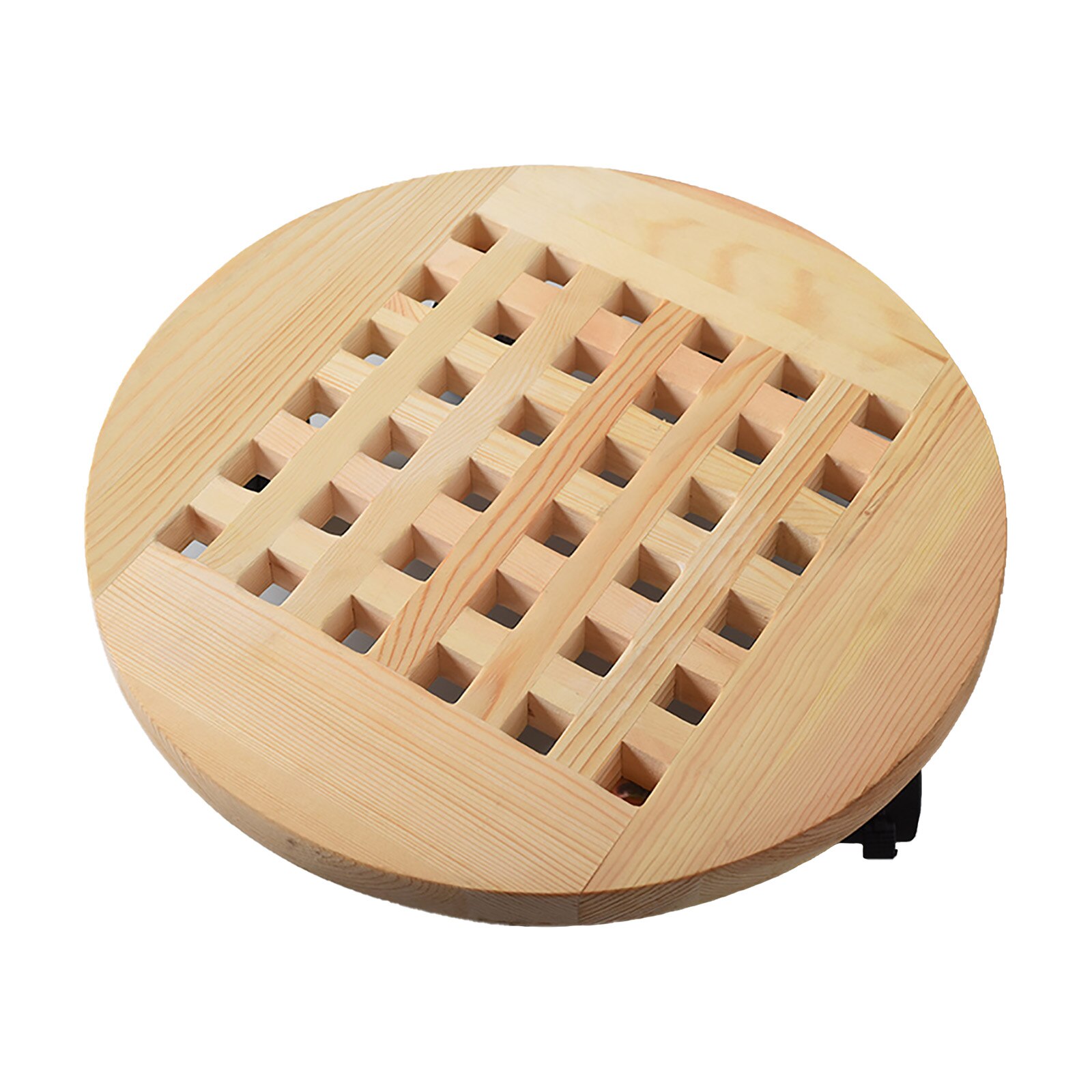 Pot Receptacle Tray Flower Stand Mobile With Wheels Round Gardening Garden Tool Rolling Wooden Planter: Wood A6