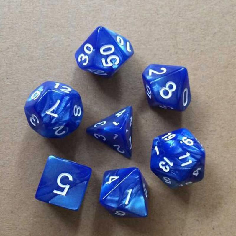 7 Pcs/set Multifaceted Dice D&d D4 D6 D8 D10 D12 D20 Polyhedral TRPG Games Dice Set Board Game Entertainment Dice: Blue