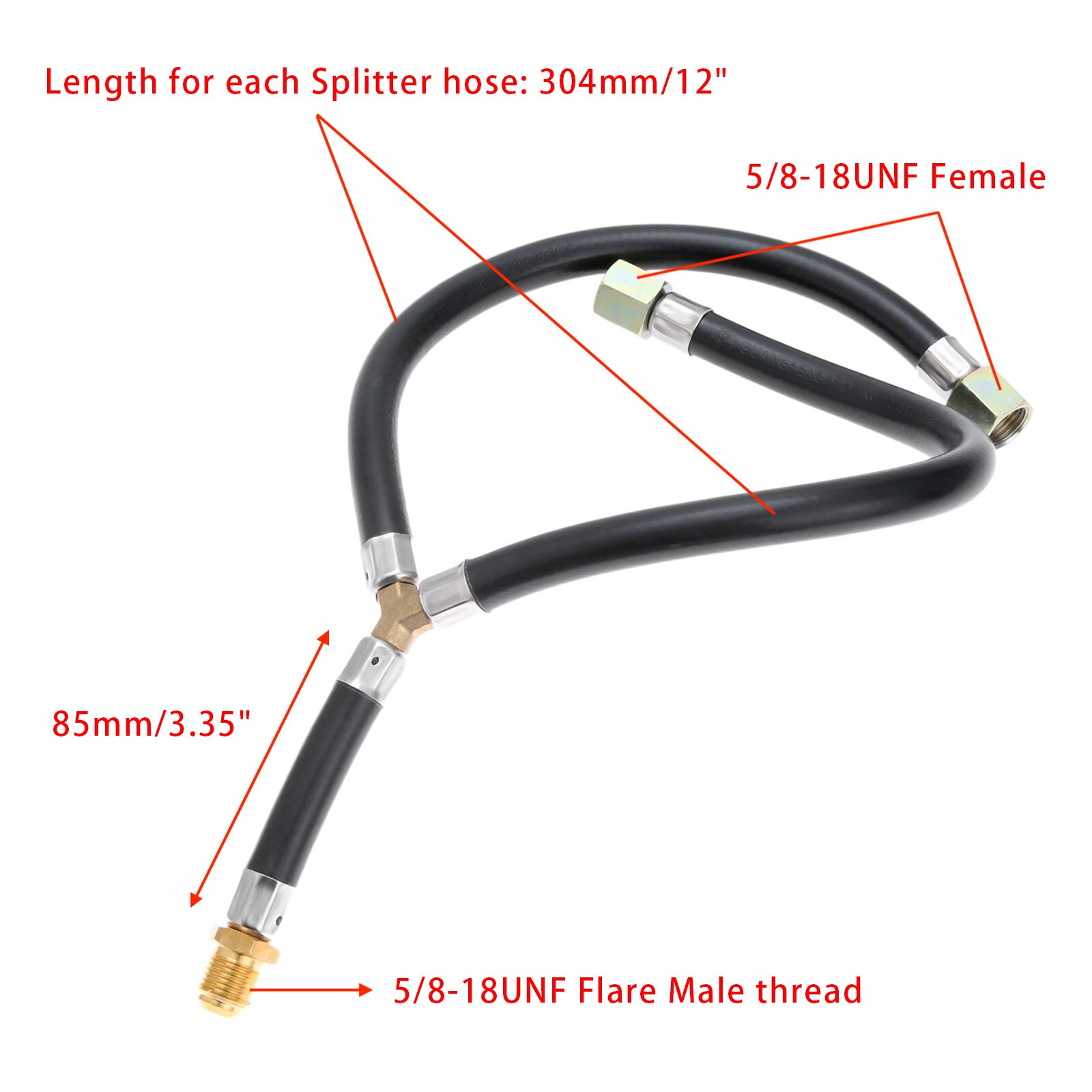 Propane Y Splitter Connection Pipe 3/8 Inch Flare Gas Barbecue GRILL Connection Pipe Y Splitter Inlet Pipe For BBQ Stove