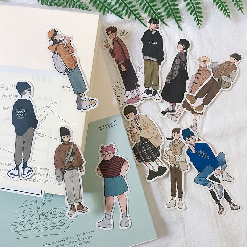 13PCS Korean men and women cute daily clothes Stickers Crafts And Scrapbooking stickers book Decorative sticker DIY Stationery