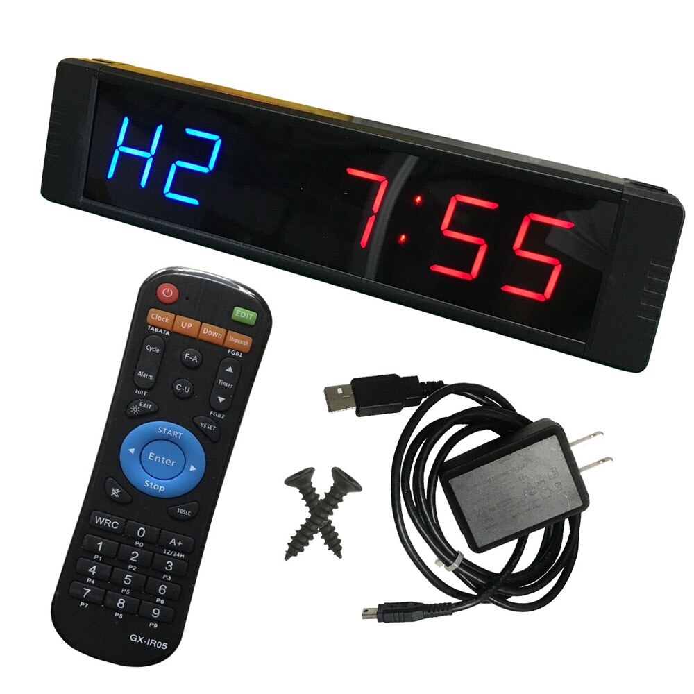Training Timer LED Display Electronic Clock Stopwatch Interval Timer Prescise Wall Clock with Remote for Gym Fitness Training