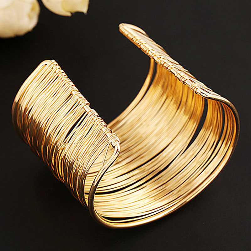 Women Wire Open Alloy Bracelet & Bangle Round Cuff Bracelets Link Chain Bracelet Bangle Jewelry