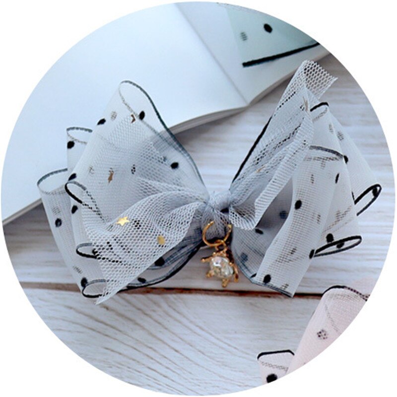 chapeaux enfant princesse pinces à cheveux bandeaux accessoires de cheveux dentelle strass Bow hairgrip épingle à cheveux pour bébé mignon: Gris