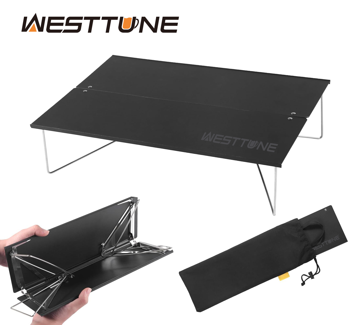 WESTTUNE Compacte mini-kampeertafel Draagbare ultralichte opvouwbare tenttafel Aluminium opvouwbare buitentafel voor wandelen