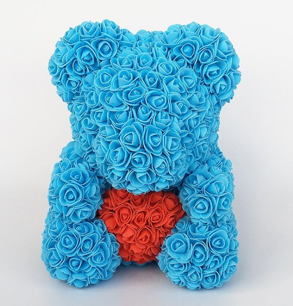40 cm bear rose teddy bears flower rose bear DIY Christmas Valentine&#39;s Day: lake blue