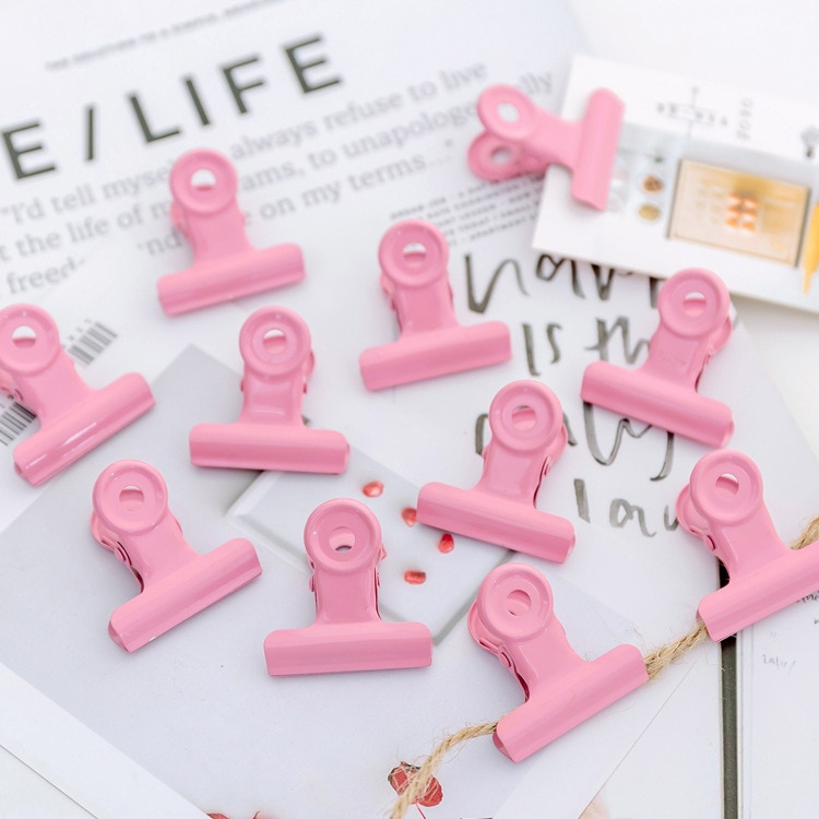 (2 pieces/lot) 3cm Japanese Style Retro Pink Clip Metal Clamp Student Test Notes Paper Clips Lot Picture Holder