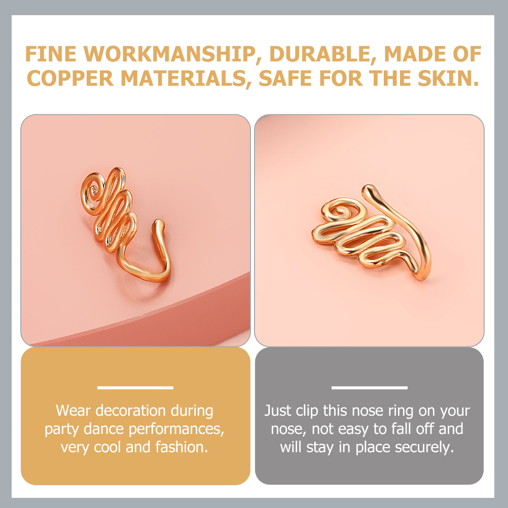 9pcs Nose Rings Copper Nose Cuff Clip Nose Decor for Girls