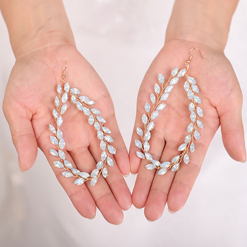 Ensemble de bijoux de mariage dorés Vintage, bandeaux et boucles d'oreilles, accessoires pour cheveux en cristal faits à la main, accessoires pour cheveux diadème de mariée: earrings