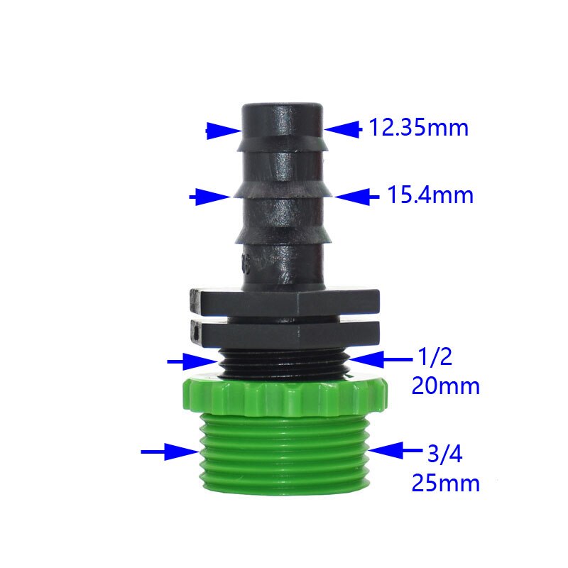 Male 1/2 3/4 to 16mm 20mm 25mm Garden Hose Water Connector Tap to 1/2 3/4 Hose Tap Fittings 3pcs: 1I2 3I4 TO 16