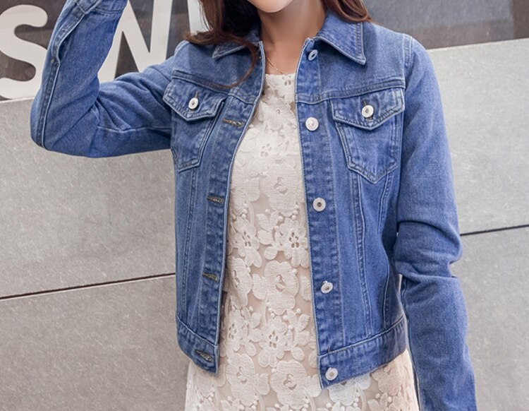 Jeans Jas En Jassen Voor Vrouwen Herfst Snoep Kleur Toevallige Korte Denim Jasje Chaqueta Mujer Casaco Jaqueta Feminina: Blauw / L