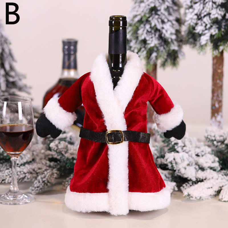Julepynt til hjemmet julemanden vinflaskebetræk snemandsstrømpeholdere juleårflaskebetræk: B