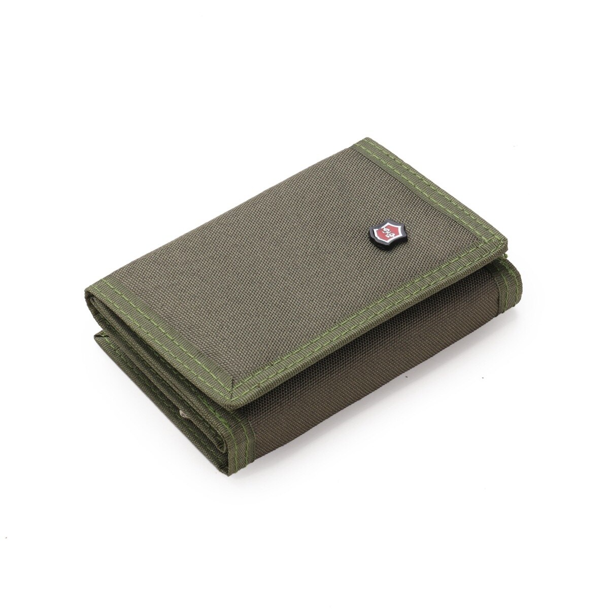 Mannen 3-Fold Portemonnee, Effen Kleur Canvas Portemonnee Met Klittenband Card Pack: Army Green