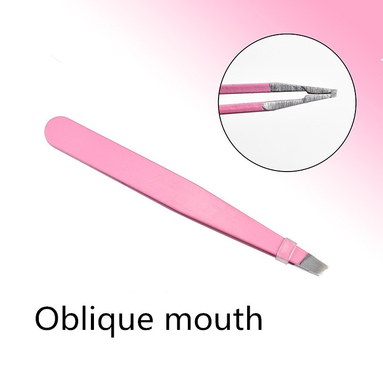 Wenkbrauw Pincet Set Rvs Slant Tip/Punt Tip/ Flat Tip Ogen Tweezer: Roze