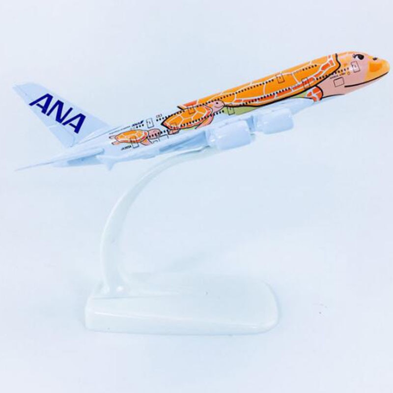 14CM 1/500 Scale A380 380 Japan ANA Airlines Orange Turtle KaLa Plane Model Alloy Aircraft collectible display Airplanes show