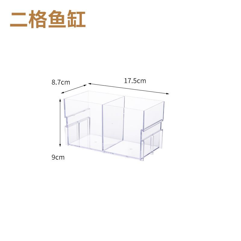 Acrylic Ornamental Fighting Fish Tank Small Row Tank Transparent Desktop Aquarium Multi-compartment DIY Aquariums: Blue