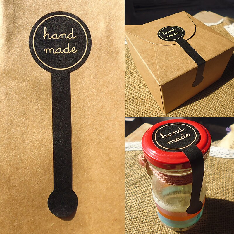 10Pcs/sheet Adhesive Paper Long Cake Packaging Sealing Paste Box Decoration Label Stickers Kitchen Tools