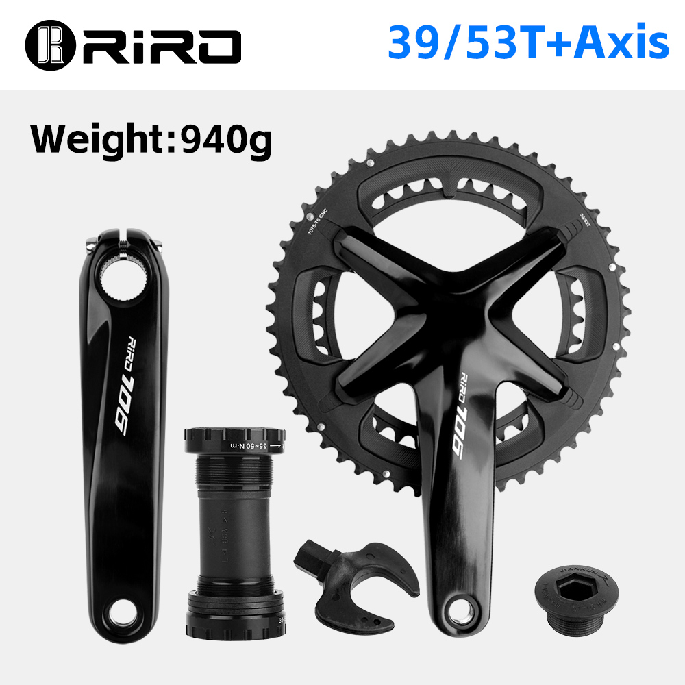 RIRO 706 vélo de route pédalier intégré 170mm 110BCD 53-39T/50-34T Double plateaux pignons creux route vélo chaîne: YELLOW