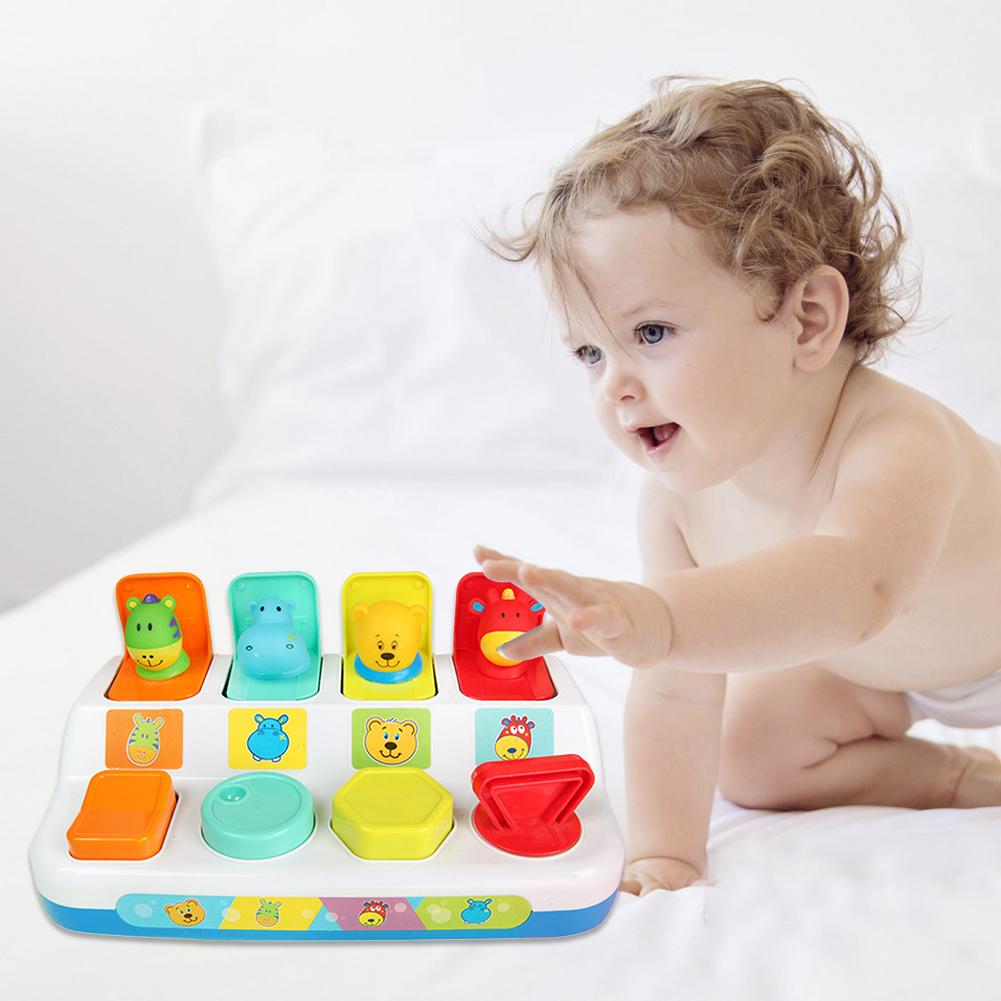 Interactieve Pop Up Vorm Dieren Speelgoed Schakelaar doos Knop Doos Baby Intelligentie Push Pop Speelgoed Baby Leren Ontwikkeling Speelgoed spel