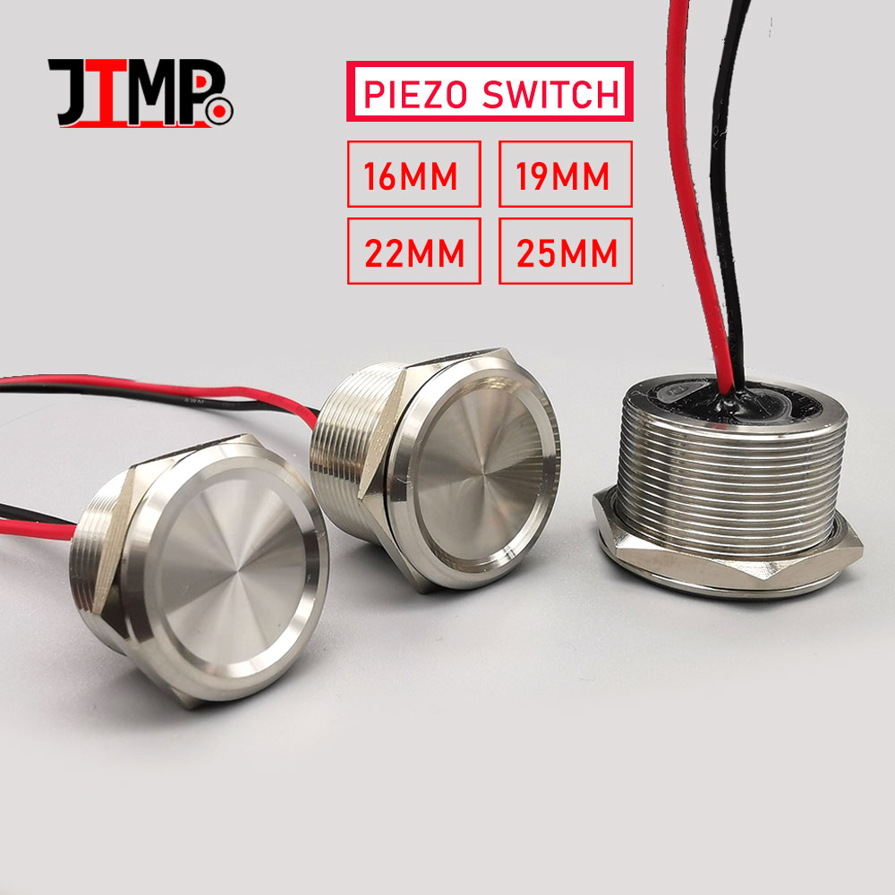 Interruttori tattili piezoelettrici impermeabili in acciaio inossidabile 16mm 19mm 22mm 25mm pulsante momentaneo capacitivo aperto normale
