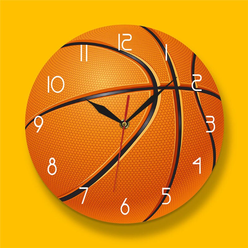 Basketball Ball 3D illusion Modern Printed Wall Clock Boy Room Nursery Wall Watch Silent Movement Timepiece Basketball Boys: Default Title
