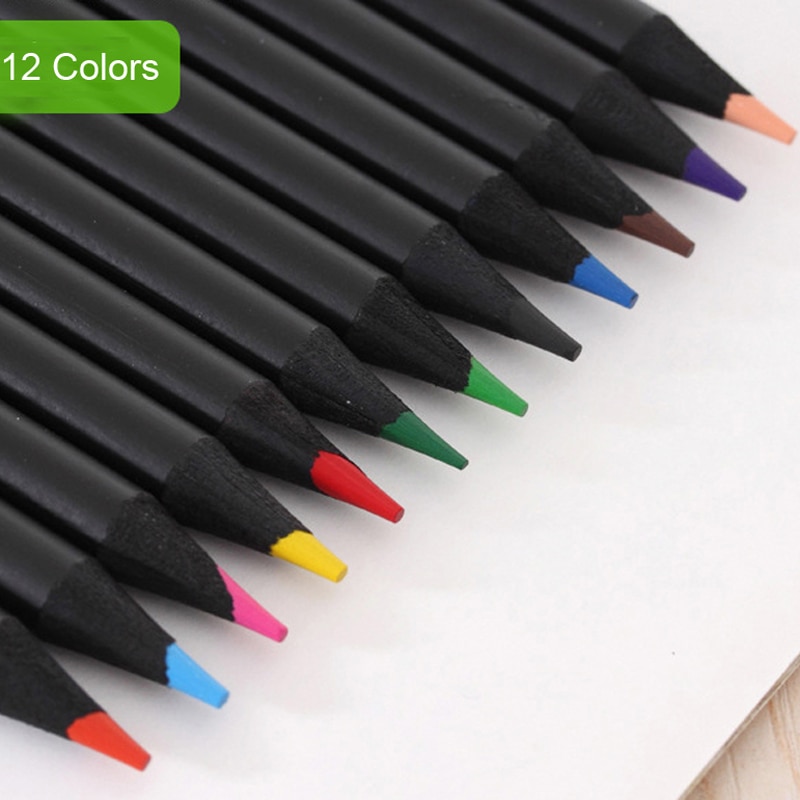12 Stks/set Student Schetsen Kleur Potloden Set Luxe Zwart Hout Professionele Tekening Kleur Potlood Kunst School Supplies Kantoorboekhandel