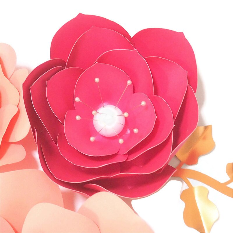 Handgemaakte Cardstock Rose Diy Papier Bloemen Bladeren Set Voor Wedding & Event Backdrops Decoraties Nursery Muur Deco Video Tutorials