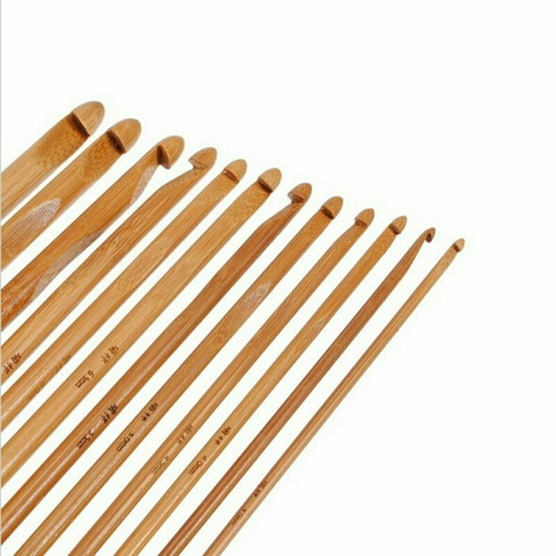 12 pçs/set Bambu Gancho de Crochet Agulhas de Costura Fios para Crochet Para Ferramentas De Tricô Para Fios de Tricô Fontes Do Ofício