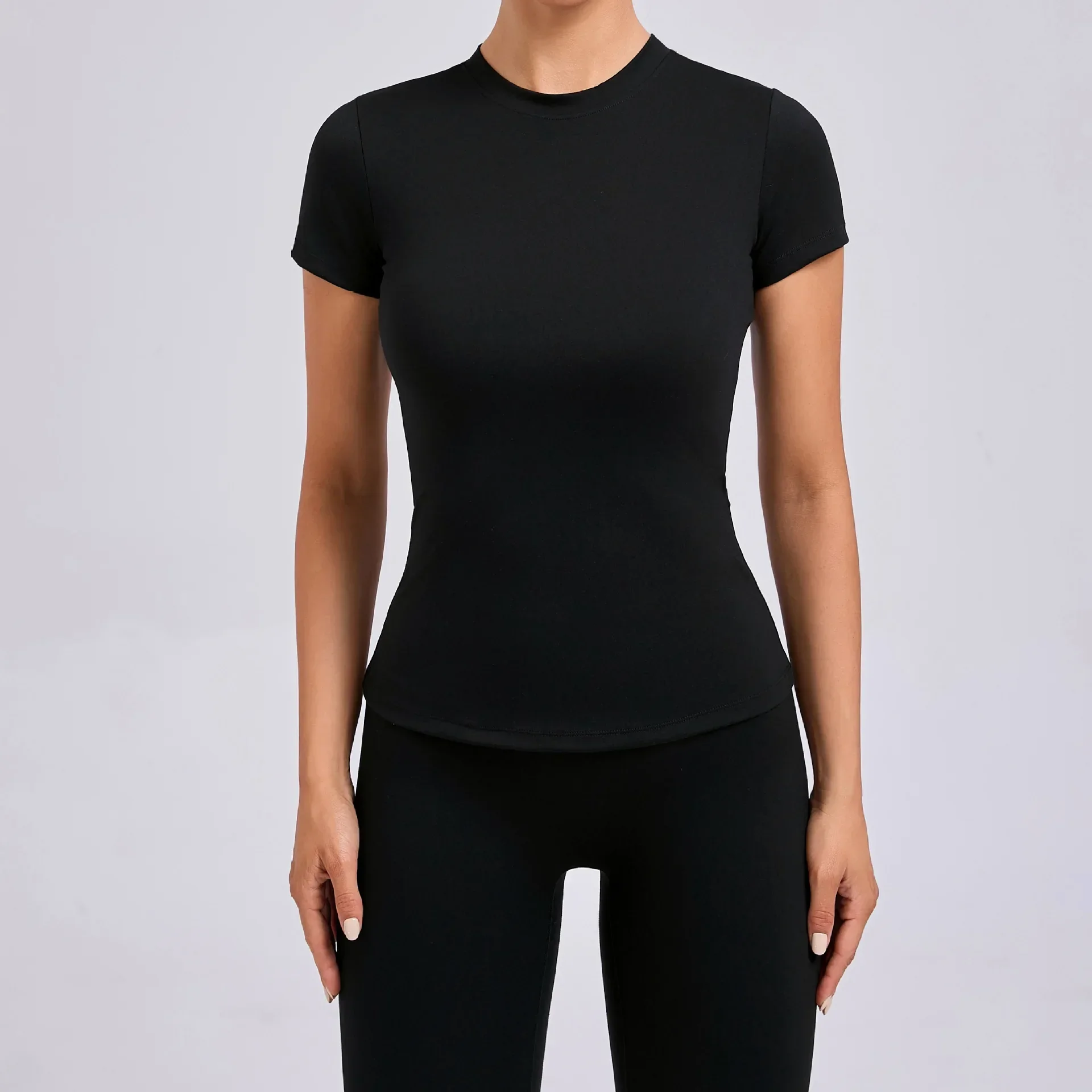 Kompressionströja dam t-shirt sportkläder dam gymtopp yogakläder träningskläder röd svart vit marinblå kaffe